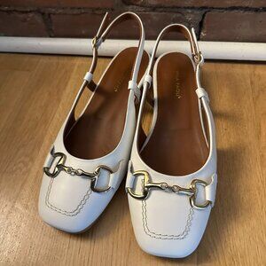 Mila Paoli White Slingback Flats